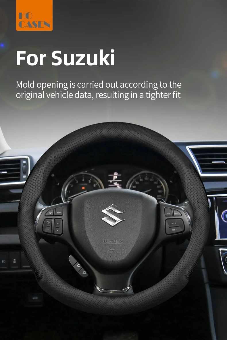Geeignet für Suzuki, ultradünner, atmungsaktiver Leder-Lenkradbezug, geeignet für Swift 2011 Sport Sx4 Grand Vitara Ly Jimny Solio S-Cross Alto Liana Baleno 2013, Zc32S Zubehör Wagon – Detail 1
