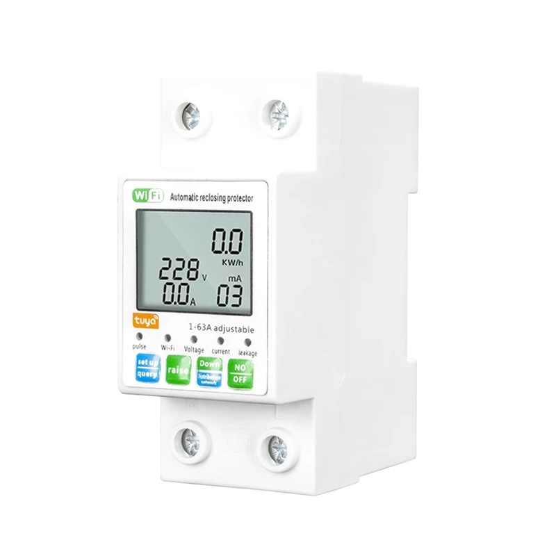

Tuya Wifi 1-63A Intelligent Automatic Reclosing Protector Current Voltage Monitoring Meterdisplay Switch Power Meter Easy To Use
