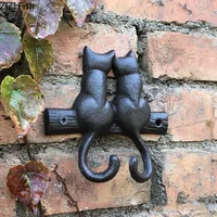 Black Cat Hook Hanging Shelf Wall Hanging Cast Iron Decorative Hook Cute Cat Coat Rack Courtyard Pastoral Outdoor Decoration 2