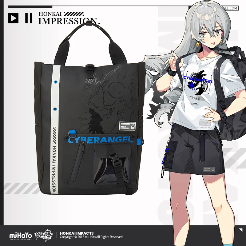 

MiHoYo Official Honkai Impact 3 ANGEL REFACTORING Doujin Theme Tote Backpack New Detachable Front Pocket Messenger Bag Gifts