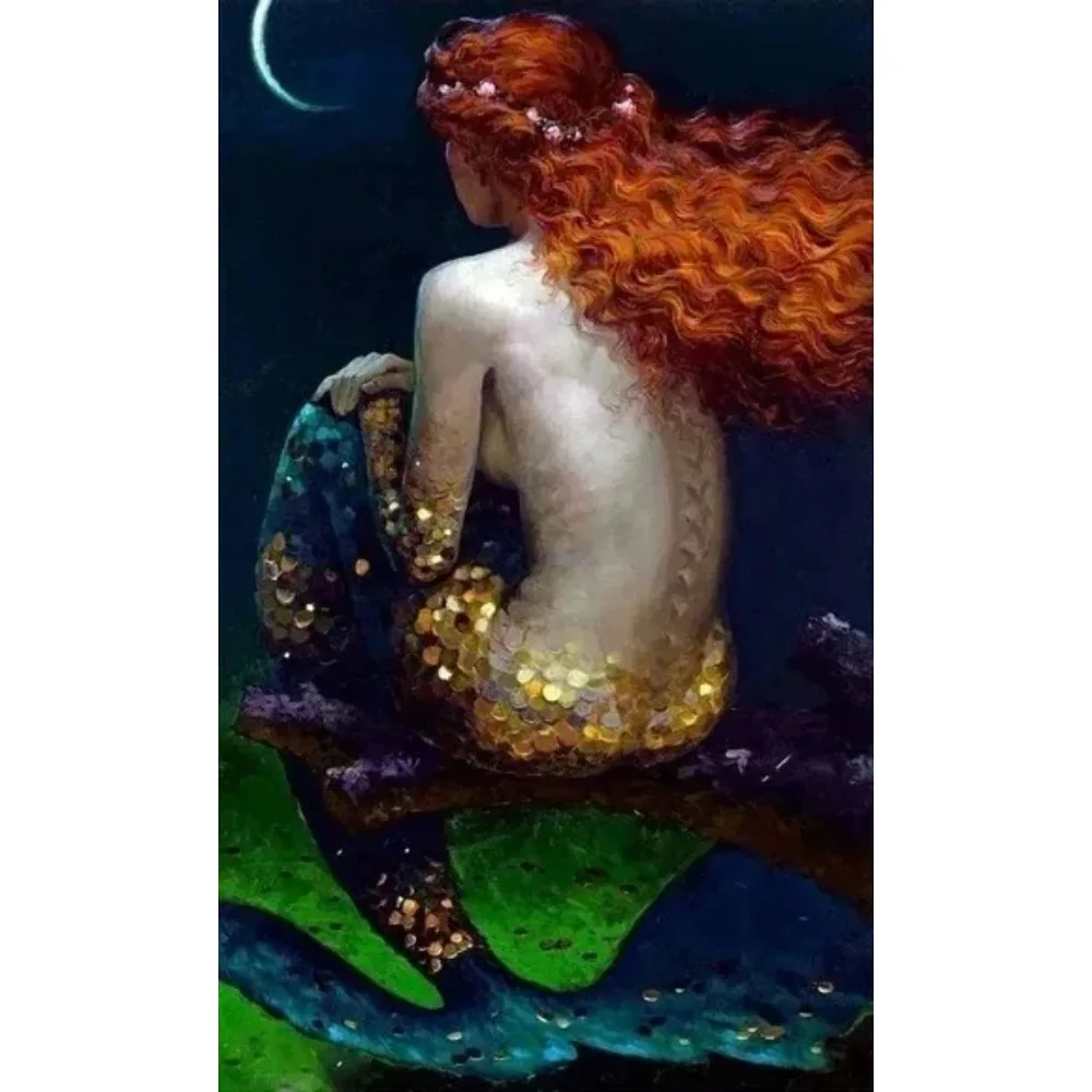 Abstract Canvas Wall Art Posters Mermaid John William Waterhouse Portrait  Prints for Living Room Painting HD Home Decor Picture - AliExpress, image size:1000x1000