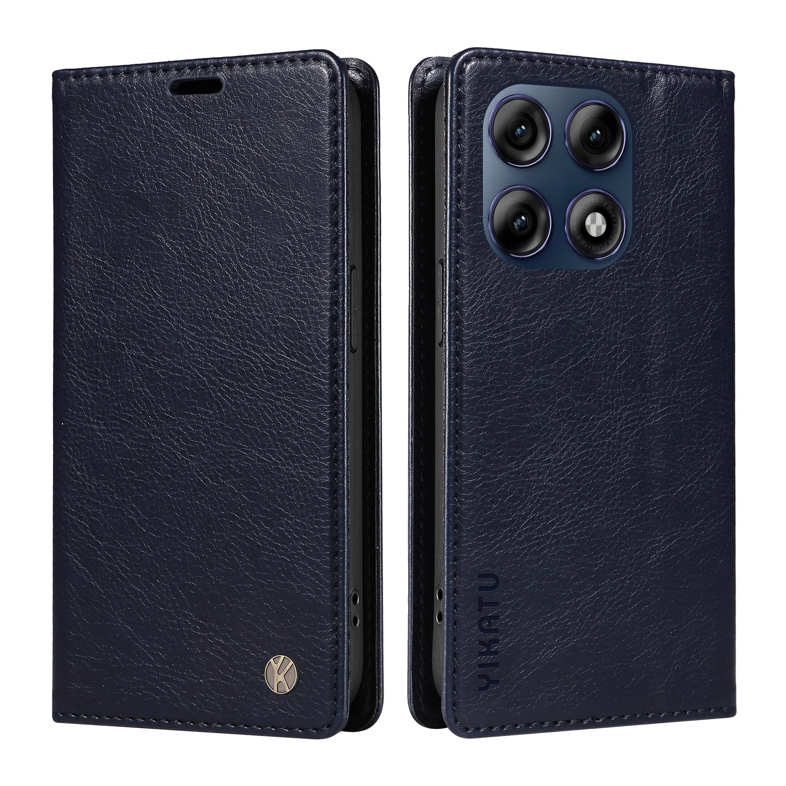 Elegant Leather Wallet Magnetic Flip Case with Lychee Grain Card Holder