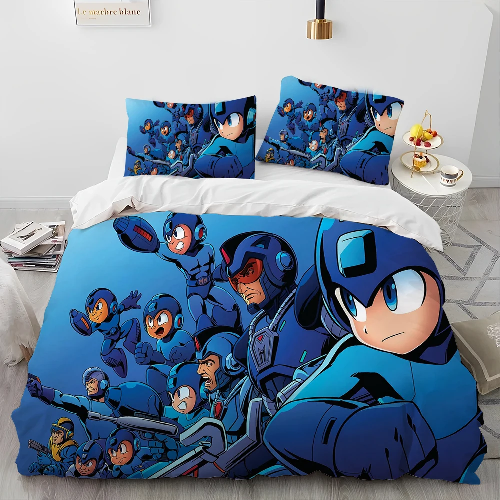 

Комплект постельного белья 3D Rockman Megaman с мультяшным рисунком, пододеяльник, Комплект постельного белья, пододеяльник, наволочка, Комплект постельного белья большого размера для детей