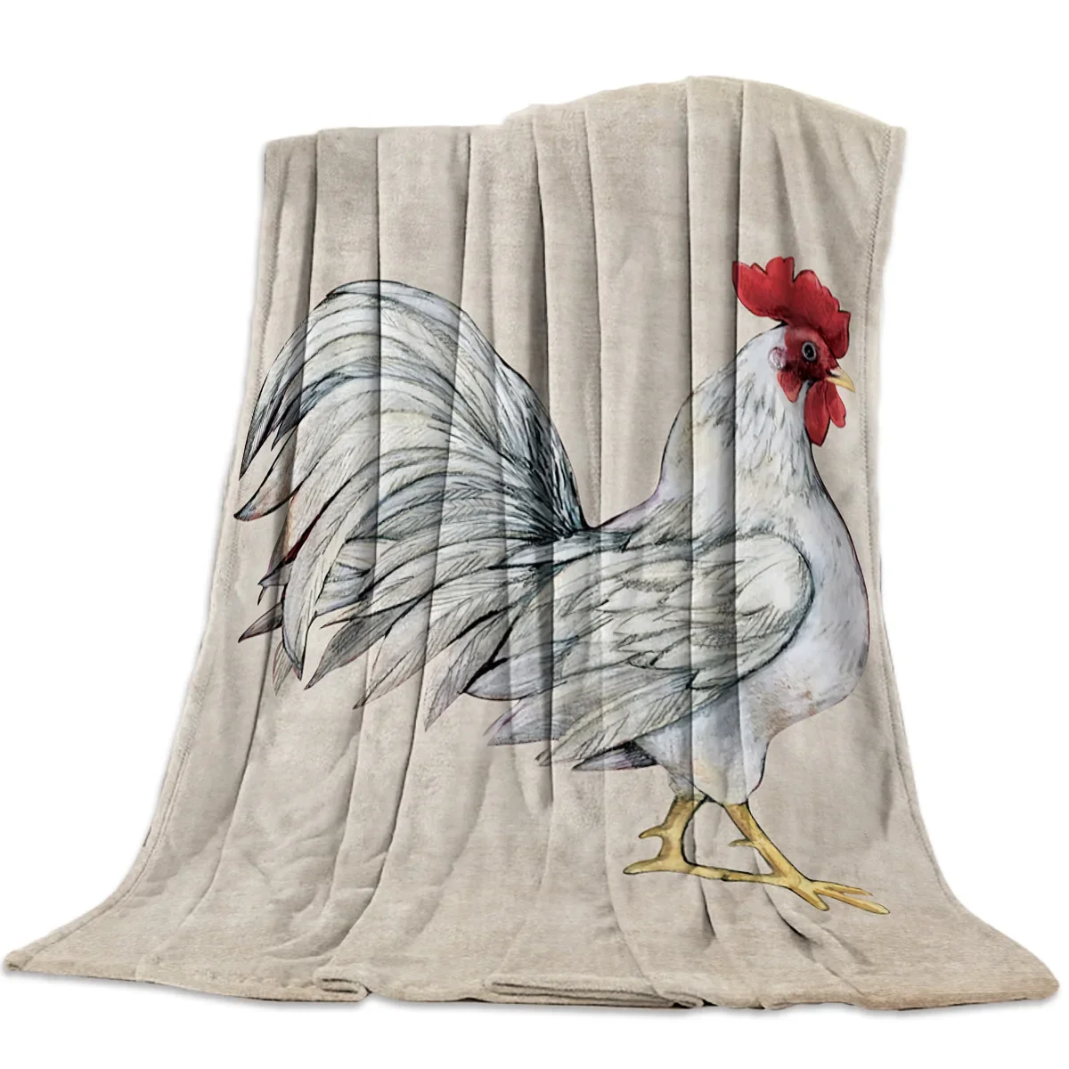 

Retro Chicken Nap Pattern Flannel Throw Blanket Super Soft Comfortable Warm Sofa Bed Travel Home Decor Kids Adults Camping Gift