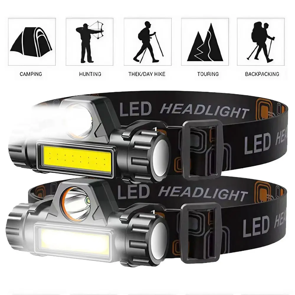 Magnetic Work Light LED Headlight dual light source COB USB Charging Headlamp Outdoor High Brightness Night Fishing Headlamp