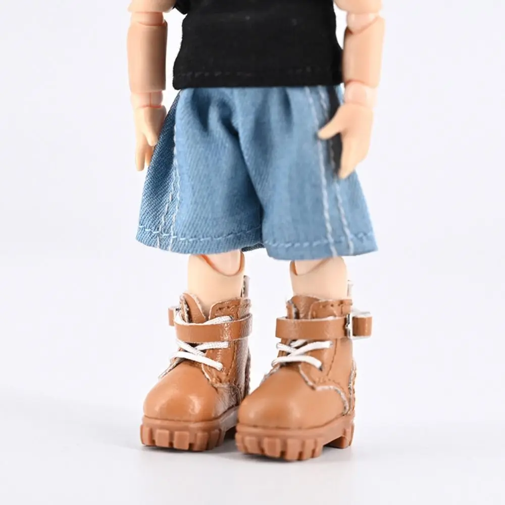 DIY Toy Dress Up Ob11 Shoes Cute Outfit Pretend Play Doll Leather Boots Casual Shoes Black Brown Obitsu 11 Doll Shoes For Penny