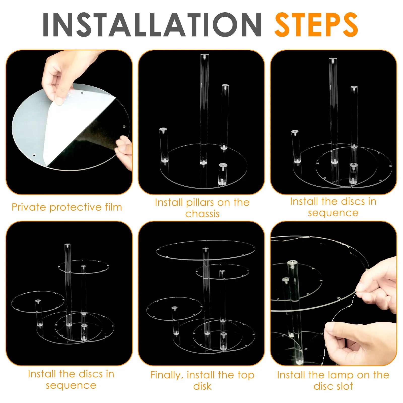 4-Tier Acrylic Cake Stand With LED Light Dessert Cupcake Tray Glow Showcase Holder For Weddings Birthday Party Decoration