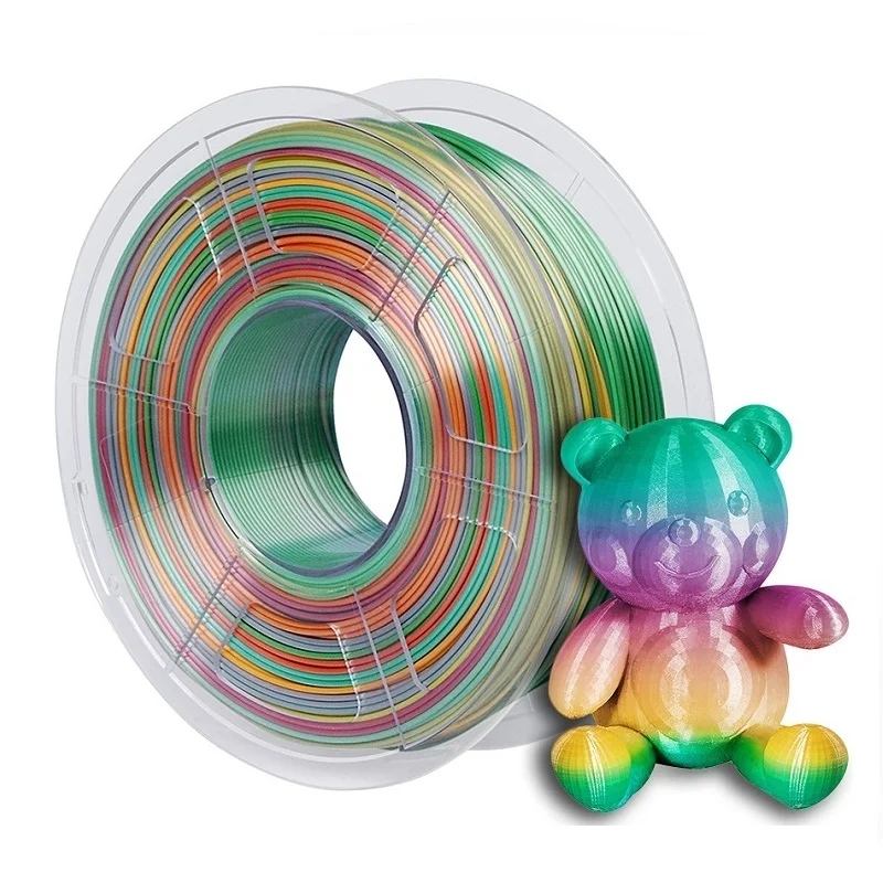 Rainbow Filament PLA 250g 3D Printer Silk PLA Filament 1.75mm Tricolor PLA Silk Filament 3D Shiny 2Colour Filament Resina