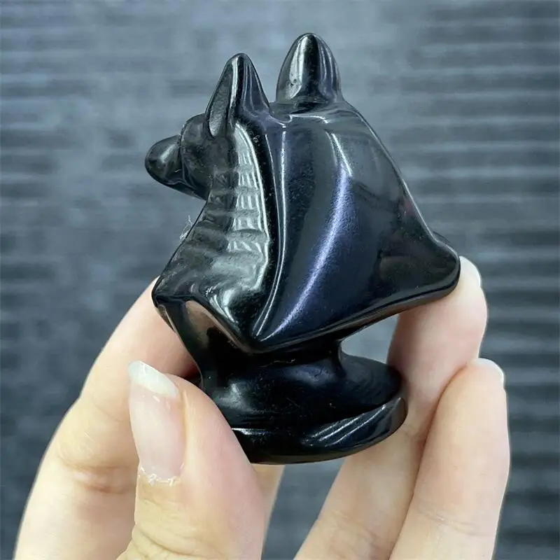 Natural Black Obsidian Death Anubis Hand Carved Wizard Figurine Energy Crafts Home Decoration As Gift 1PCS 2