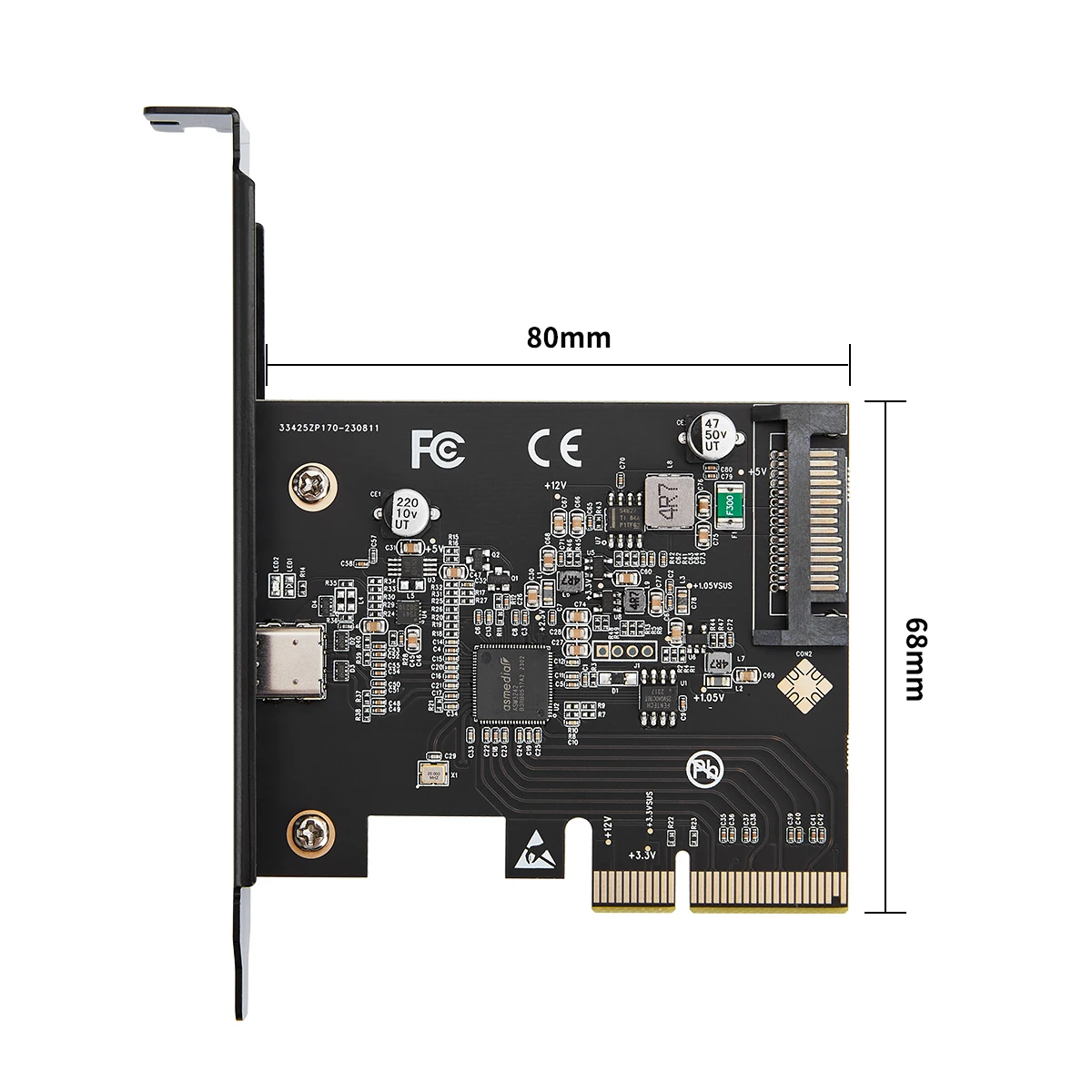 Iocrest Usb-c 3.2 Gen 2x2 Pci-e Gen 3x4 Tipo-c Placa de Expansão 20gbps Asmedia Asm3242 Chipconjunto com Sata 15 Pinos de Alimentação - Imagem 6
