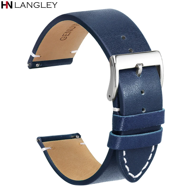 Vintage Dark Brown Handmade Genuine Leather Watch Strap with Quick Release