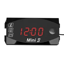DC 6V-30V 3 In 1 Digital Time Clock + Thermometer +Voltage Voltmeter LED Display Motorcycle IP67 Waterproof Tester for Car Boat