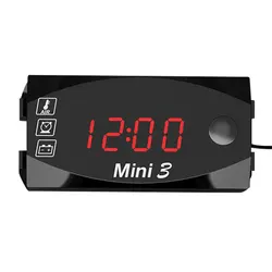 DC 6V-30V 3 In 1 Digital Time Clock + Thermometer +Voltage Voltmeter LED Display Motorcycle IP67 Waterproof Tester for Car Boat