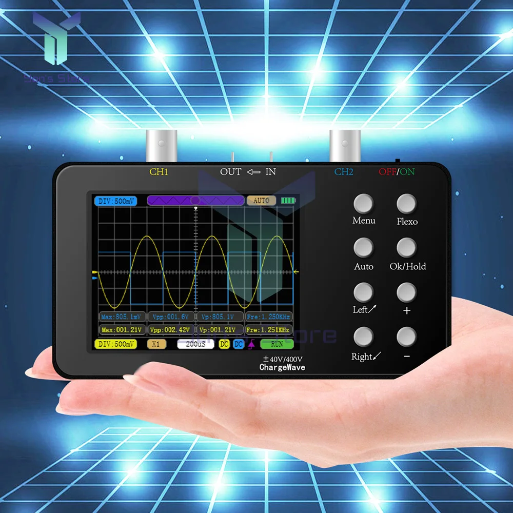 1Pcs Digitale Oscilloscoop Functie Signaal Generator 10MHz*2 2.5KSa/S 2 In 1 Dual Channel Oscilloscoop 10Mhz Signaal Generator