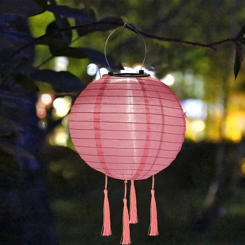 Lantern Lamps Outdoor Waterproof Nylon Hanging Lantern Chinese Traditional Ornament for Restaurant Home Festival Decor