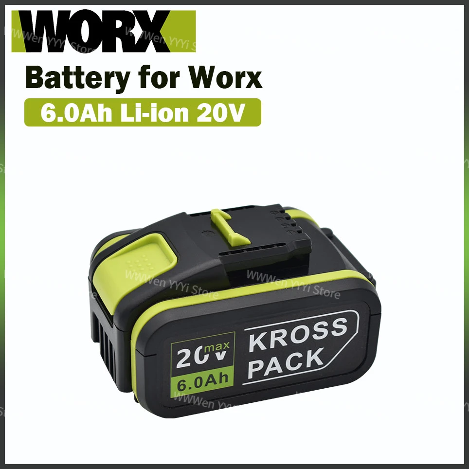 

6.0Ah 20V Lithium ion Replacement Rechargeable Battery for Worx WA3551 WA3553 WX390 WX176 WX550 WX386 WX373 WX290 WX800 WU268