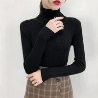 Women Sweater Pullover Winter Knitted Turtleneck Long Sleeve Slim Jumper Tops 2024 Ladies Casual Shirts Soft Warm Y2K Clothing 1
