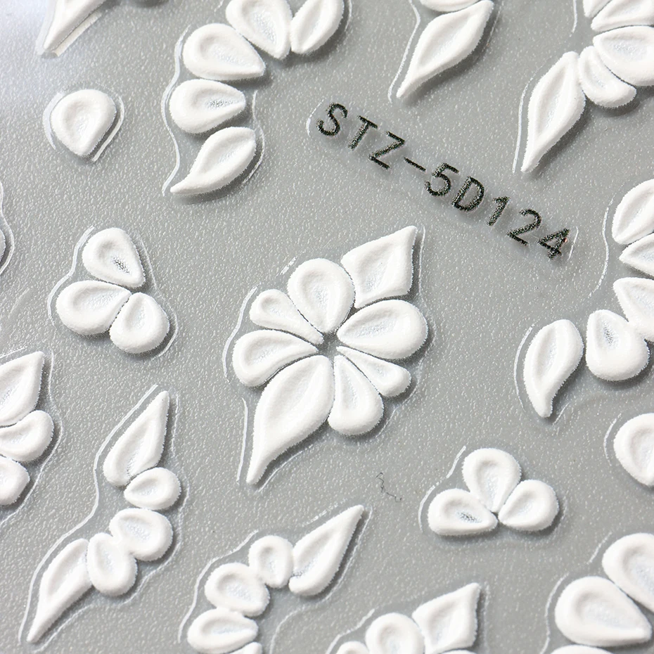 5D geprägte Blütenblatt Rebe Nail Art Aufkleber Abziehbilder Frühling Sommer Floral Nail Art Dekorationen selbstklebende Schieber Folie Maniküre – Detail 9