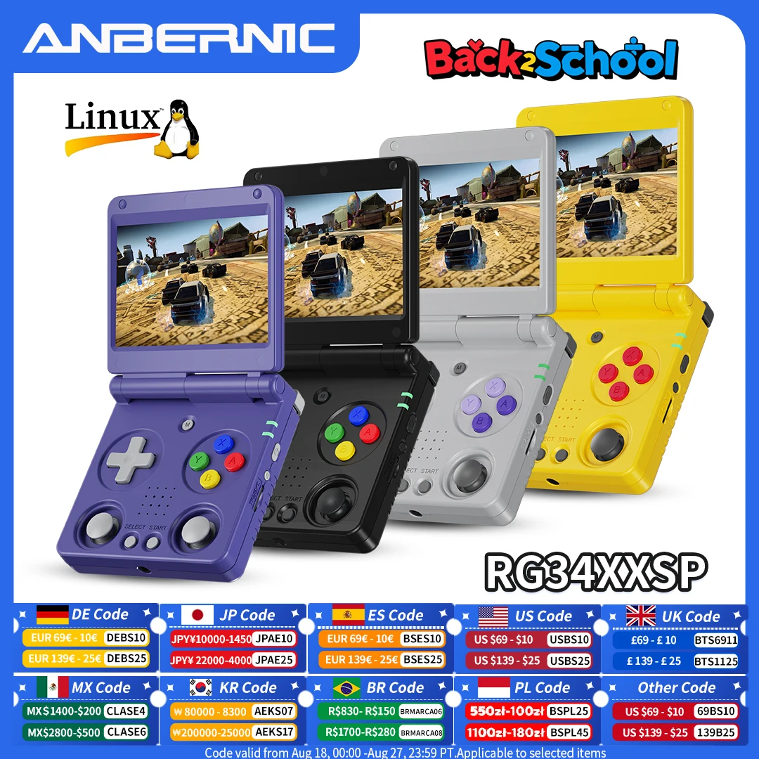 ANBERNIC RG34XXSP Flip Handheld Console 3.4'' IPS Screen