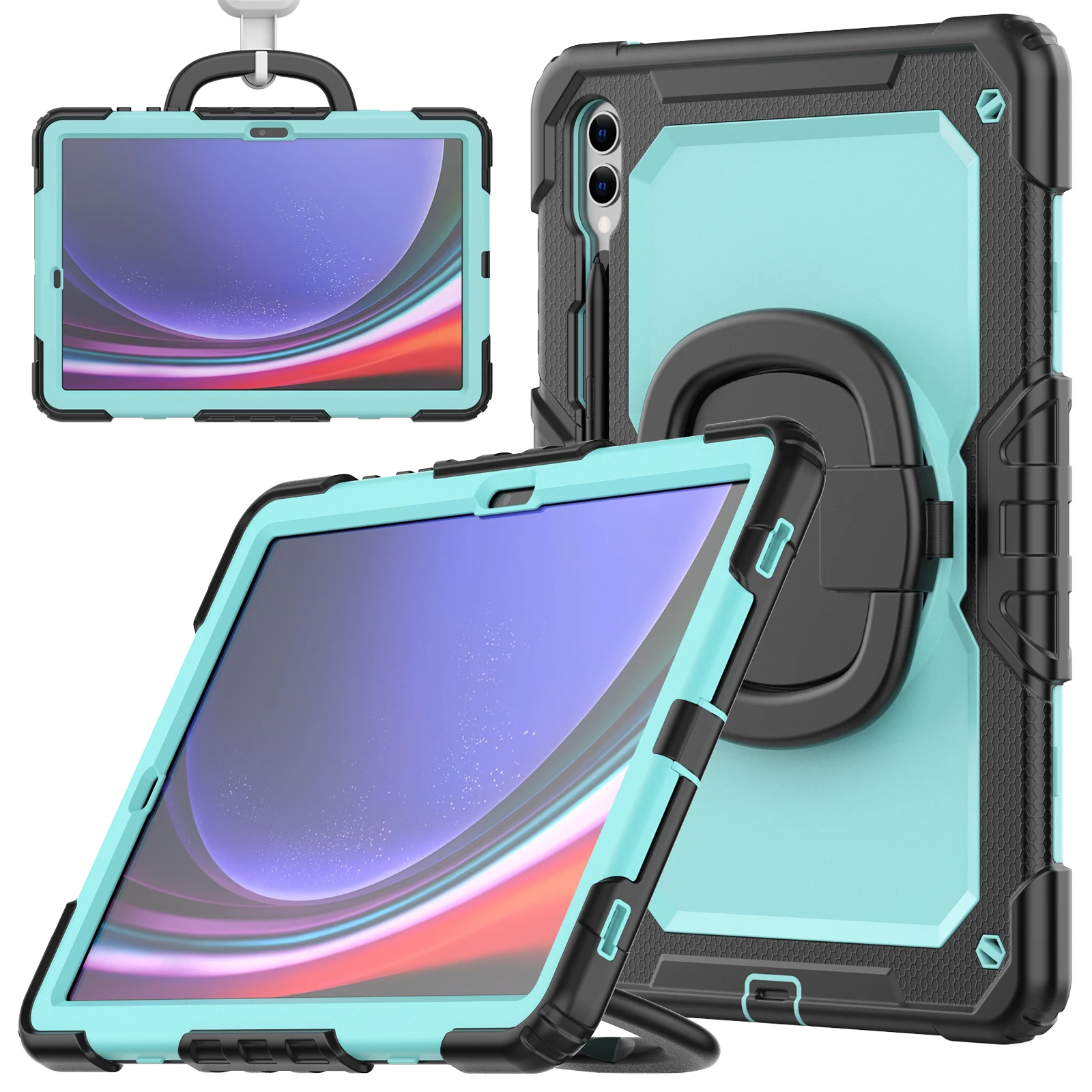 Heavy Duty 12.4-Inch Tablet Case with 360° Rotatable Bracket
