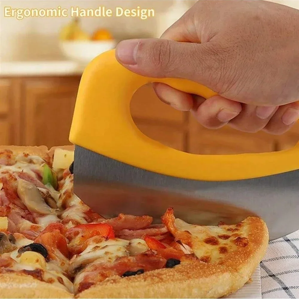Pizza Cutter With Cover Stainless Steel Pizza Slicing Food Chopper Herb Cheese Knife Cutter Ring For Precise Baking