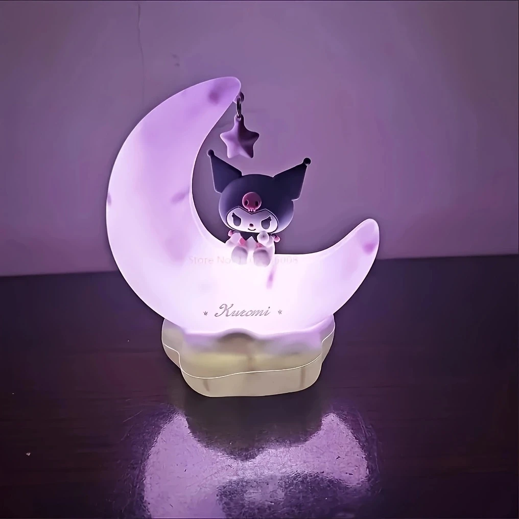 Sanrio Kuromi Cinnamonroll Moon LED Light Kawaii 3D Cartoon Ornament Cute Beauty Bedroom Night Light Bedside Decor Lamp Gifts 4