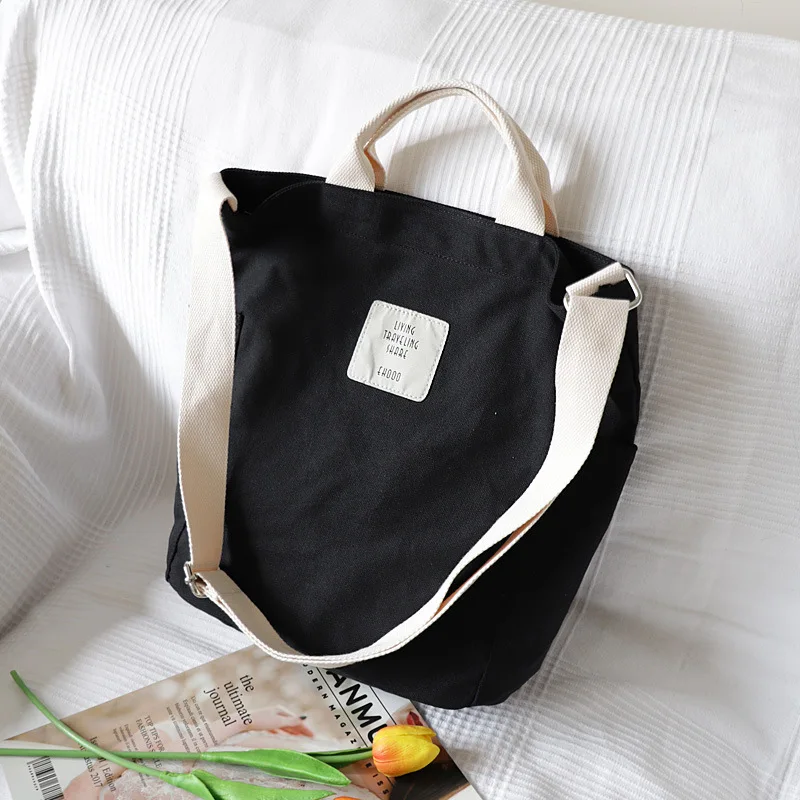 Korean Art Canvas Shoulder Bag Handbag Simple Small Fresh Messenger Bag Casual Cloth Bag Shopping Bag Purses and Handbags 