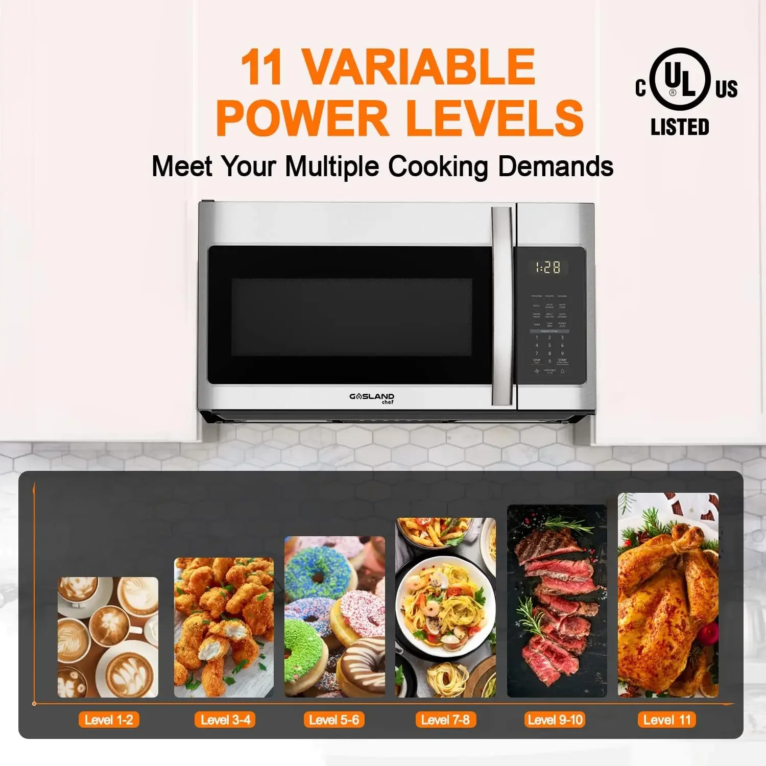 1.9 Cu. Ft. 30 Inch OTR1902S Over the Range Microwave Oven, Over the Stove Microwave, 1000 Watts, 400 CFM Exhaust Fan and LED 6