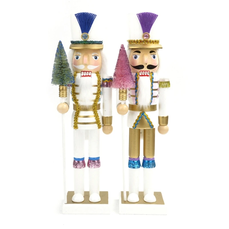 

Decorative Christmas Tree Nutcrackers Soldier Ornament Wood Model Supplies for Home Bar Bookshelf Party Decoration Dropship