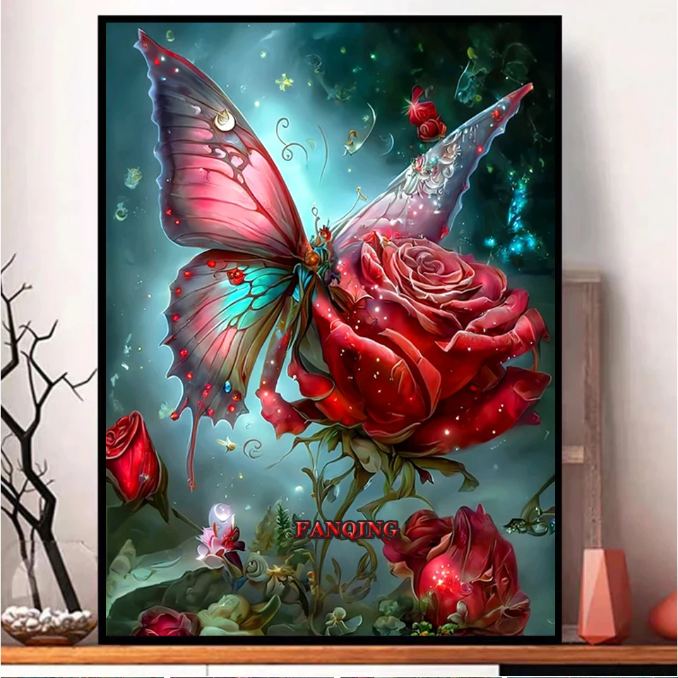 Full Drill Dream Butterfly Flowers 5D Diamond Painting Cross Stitch Craft  Kit