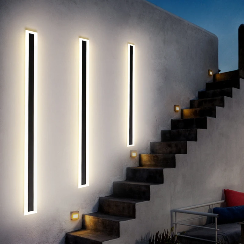 Long Strip Simple Outdoor Lighting Wall Lamps Wall Lights Lamp Garden Corridor Stairs Home Decorative Porch Light lampara pared 1 5m pcs stair nosing led strip led aluminium extrusions edging profiles stairs led profile lights