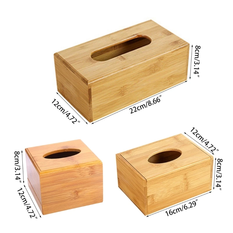 Bamboo Tissue Box Holder Storage Paper Tissue Box Cover Car Wood Napkins Holder for Case Organizer Home Decoration 6