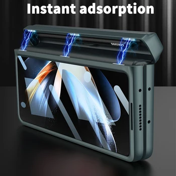 Magnetic Leather Screen Glass All-included Cover For Samsung Galaxy Z Fold 5 4 3 5G Case Folding protective Pen Holder For Fold4