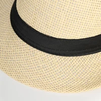 Men's Sun Hat Holiday Men Straw Hat Cowboy Summer Retro Panama Travel Journey Casual Caps Fedora Hat Gangster Cap Wide Brim 5