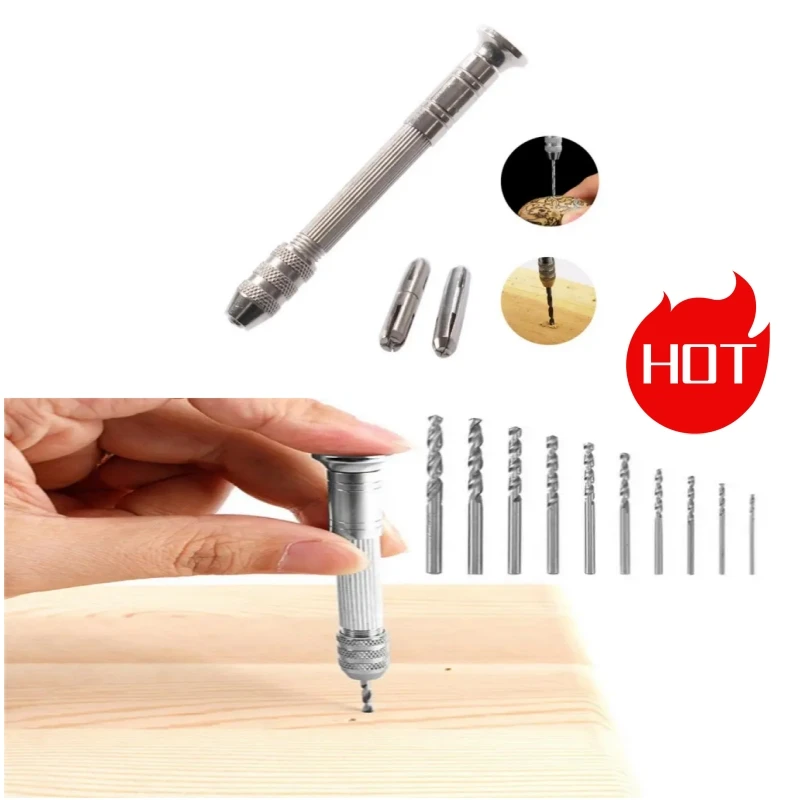 

Mini Hole Drill 0.5-3.2mm Manual Hole Drill Four Head Walnut Model Hole Drilling Hand Drill Woodworking Tools Drilling Rotary