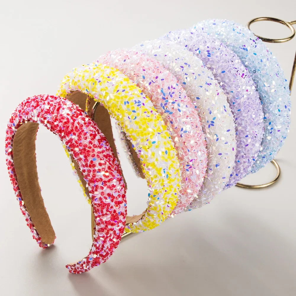 

Korea Fashion High-Grade Color Sequined Sponge Headband High Skull Top Temperament Wild Face Washing Hair Accessories