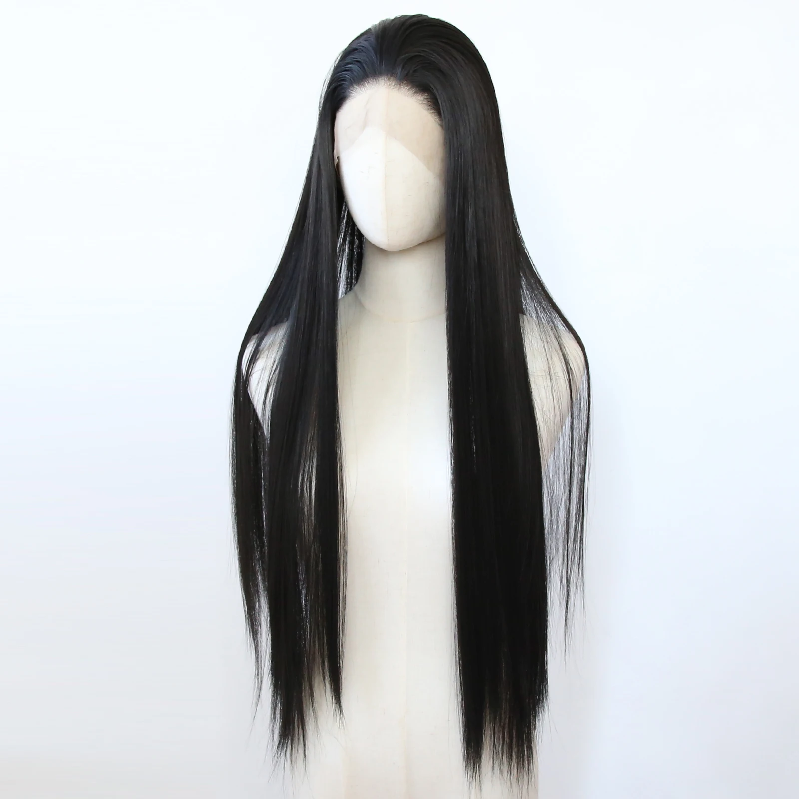 Synthetic Lace Front Wig Long Straight Jet Black Lace Front Synthetic Wig Pre Plucked Natural Hairline lace front wig