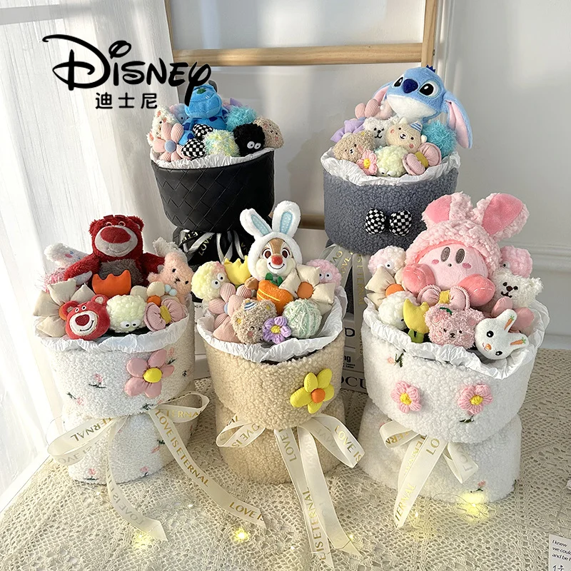 

Disney Lilo&stitch Plush Bouquet Toy Cute Cartoon Soft Stuffed Flower Doll Decoration Ornament Creativity Girl Valentine Gift