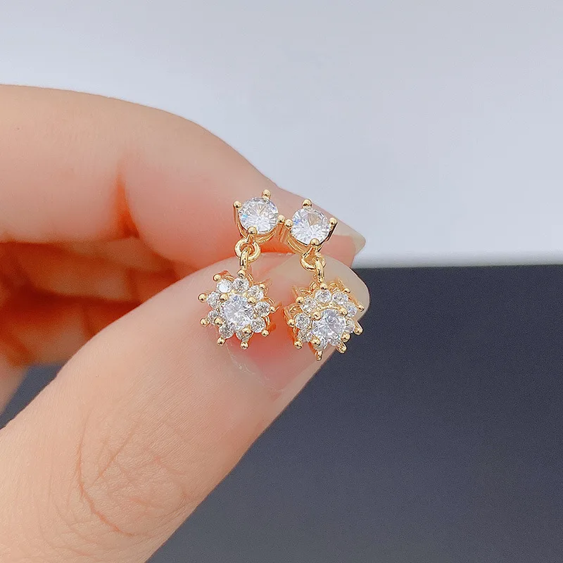 

Genuine 14K Gold Color Diamond Earring for Women Aretes De Plata De Ley 925 Mujer Solid 925 Silver Diamond Jewellry Drop Earring