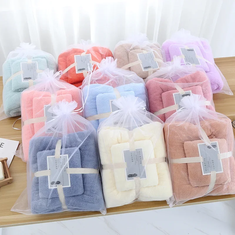2pcs Set Towel High Absorbent Soft Coral Fleece Bath Towel and Face Towels Set for Adults 70x140cm 35x75cm microfiber towel,bath towel