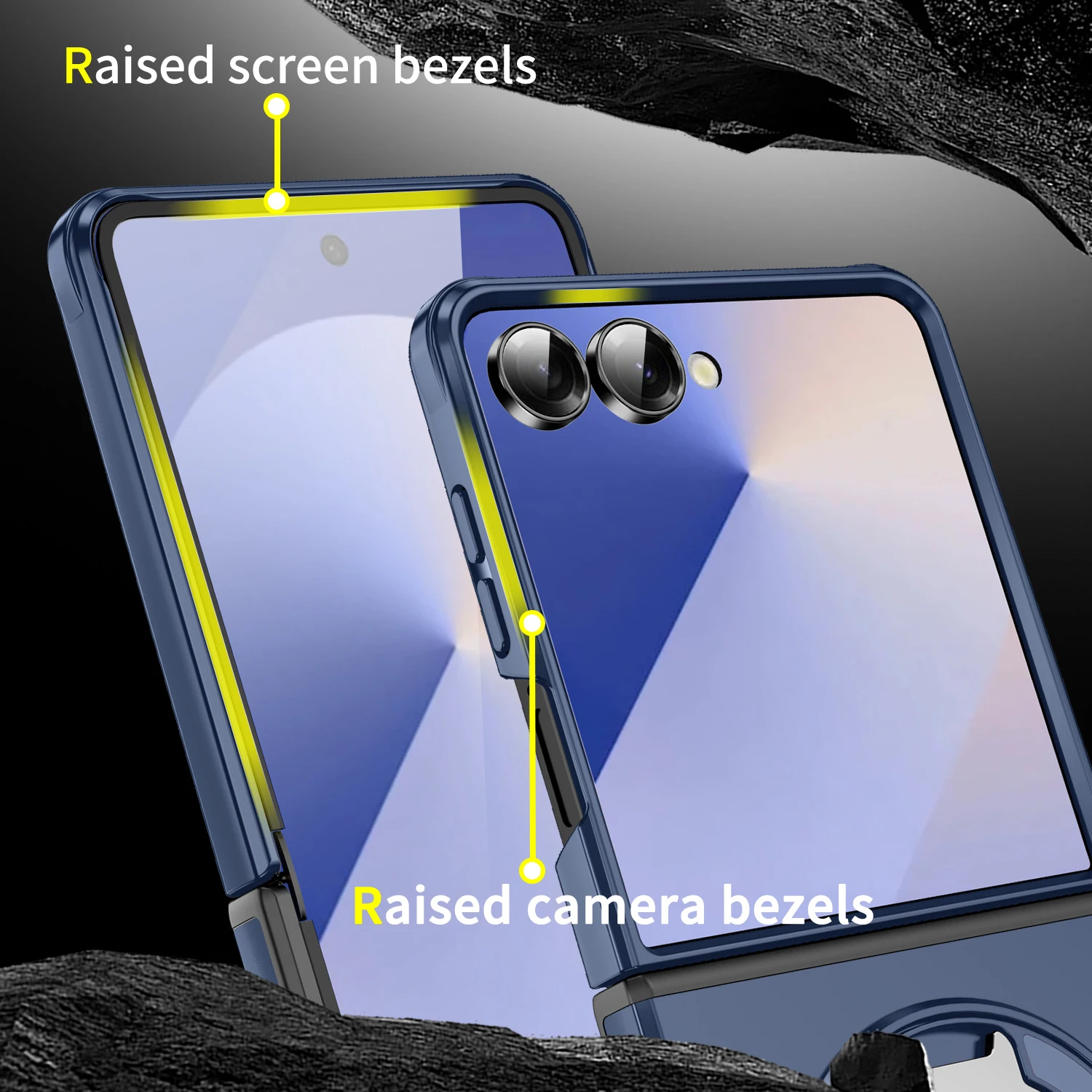 Magnetic Rotating Bracket Phone Case with Sliding Window and Anti-Fall Protection