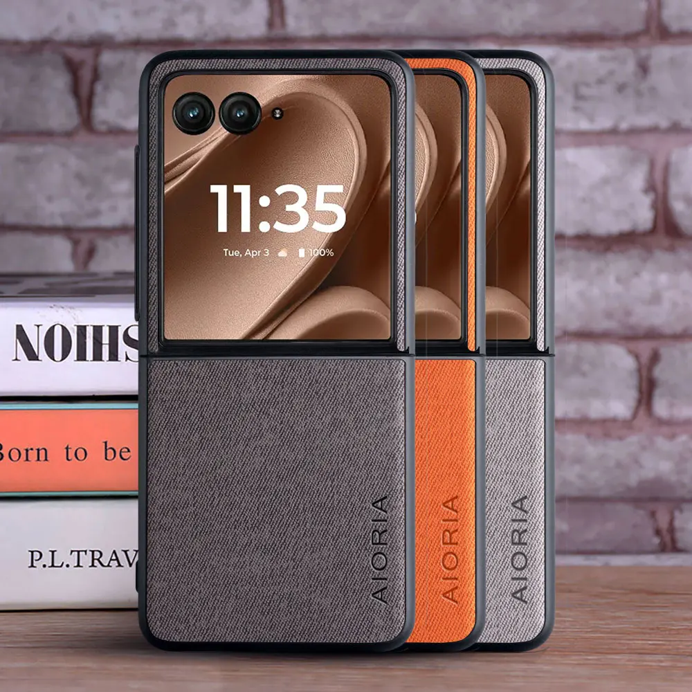 Stylish Textile Leather Case with Soft TPU and Hard PC Material - 3-in-1 Design