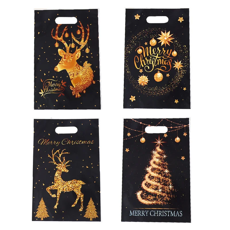 50PCS Mixed Golden Elk Christmas Series Party Gift Tote Bag OPP Glitter Gift Bag Candy Bag Plastic Gift Return Bag – Detail 7