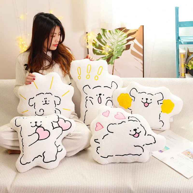 

Мультяшная Корейская Мальтийская белая собака, плюшевая игрушка, мягкие животные, щенок, плюшевая подушка, диванная подушка, украшение для детей, подарок на день рождения