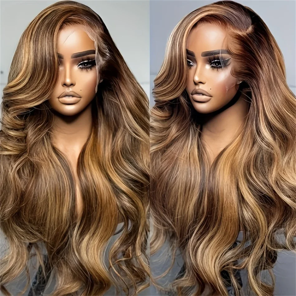Human Hair Wig Ombre Brown 32 Inch Lace Front for Women
