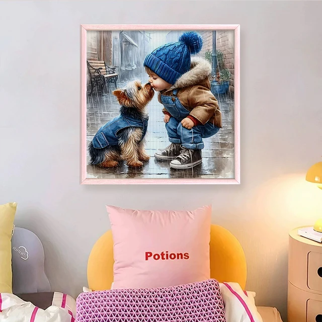 Fil de coton écologique à broder complet 11CT, Kit de point de croix imprimé pour garçon, Art 40x40cm 3