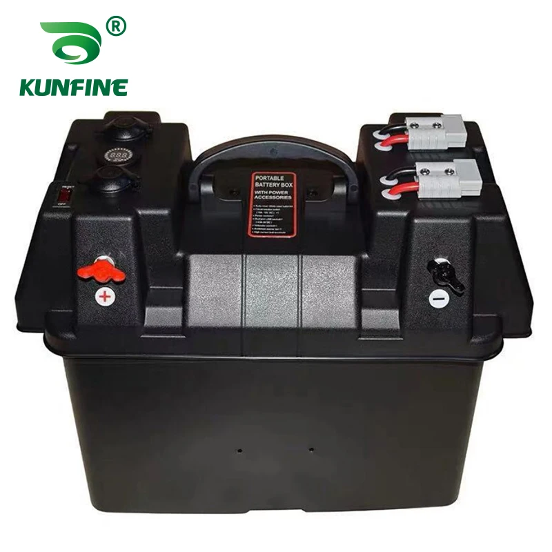 MultifunctionalBatteryBoxDC12VBatteryBoxTrollingMotorSmartPowerCenterBlackwithUSB