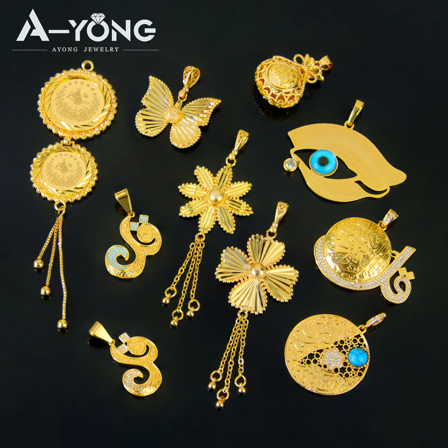 Luxus Arabisch Gold Farbe Halskette Anhänger 21k Gold Überzogene Dubai Mode Ramadan Halskette Anhänger Oman Braut Hochzeit Schmuck