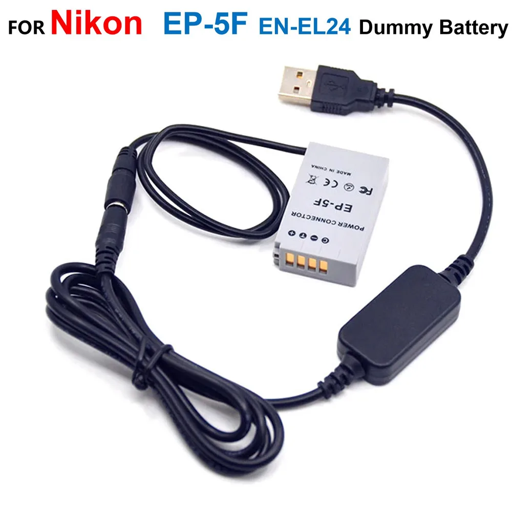 

EP-5F DC Coupler EN-EL24 Dummy Battery+EH5 5V USB Cable Power Bank Charger Adapter For Nikon 1 J5 1J5 Camrea