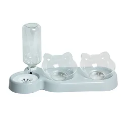 Elevated Double Bowl Pet Feeder - Durable Feeding Station (GRAY)